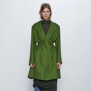 ZARA Belted Green Coat